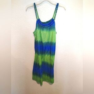 Pacific Beach Green and Blue Tie-Dye Sundress